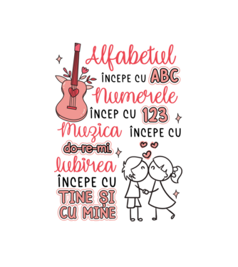Iubirea începe cu-tine și cu mine model alb pe tricou