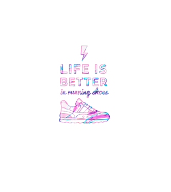 Life is better running shoes HOLO model negru pe tricou