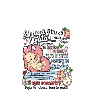 Paști Dragă tată model alb pe tricou