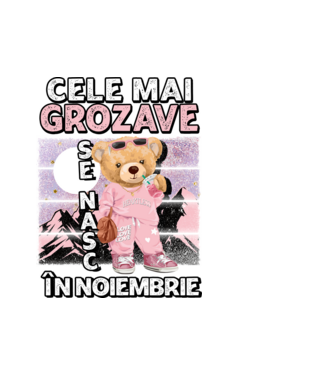 RETRO teddy fetişcană NOIEMBRIE model alb pe tricou