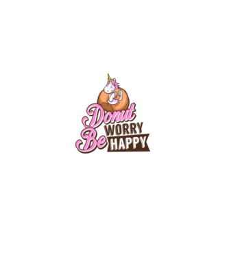 Donut worry be happy model alb pe tricou