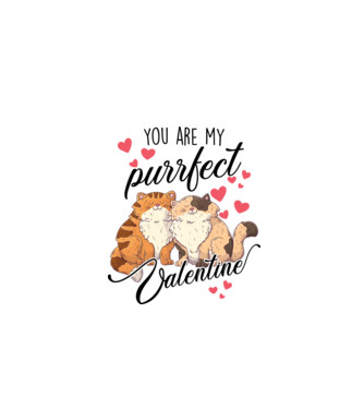 My purrfect valentine model alb pe tricou