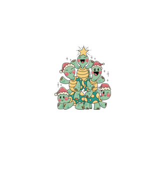 Turtle christmas tree model negru pe tricou