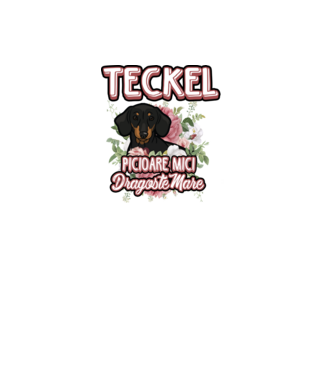teckel : picioare mici dragoste mare model alb pe tricou