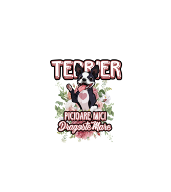 terrier : picioare mici dragoste mare model alb pe tricou