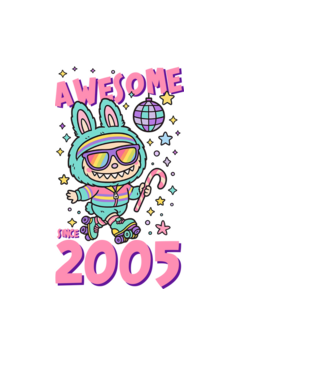 Awesome since 2005 - Labubu model negru pe tricou
