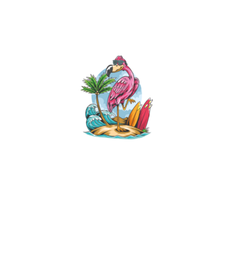 Surfer flamingo model negru pe tricou