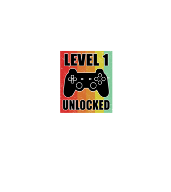 level 1 unlocked retro gamer model albastru jeanși pe tricou