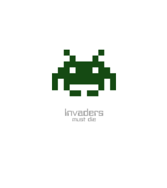 Invaders Must Die model alb pe tricou