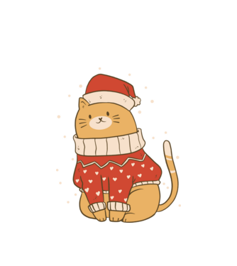 Christmas cat model alb pe tricou