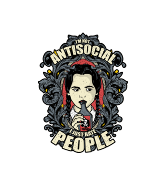 Wednesday - Im not antisocial model alb pe tricou