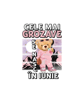 RETRO teddy fetişcană IUNIE model alb pe tricou