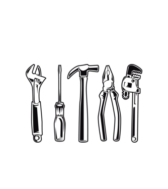 Tools model alb pe tricou
