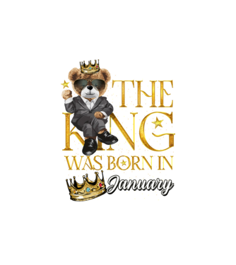 The king was born int JANUARY model alb pe tricou