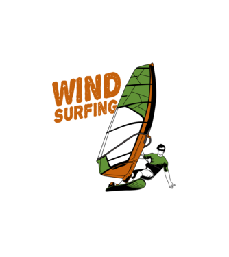 Wind Surf model alb pe tricou