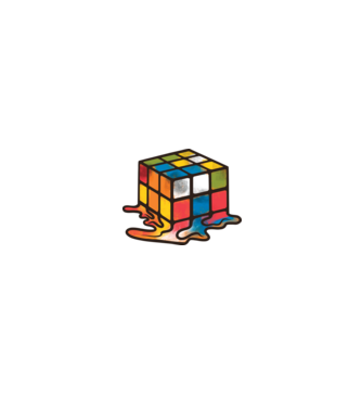 Melted Rubik model negru pe tricou