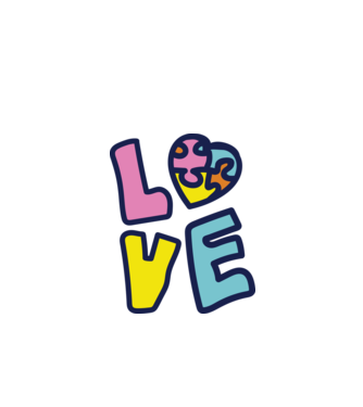 Ziua Mondială a Autismului LOVE model alb pe tricou