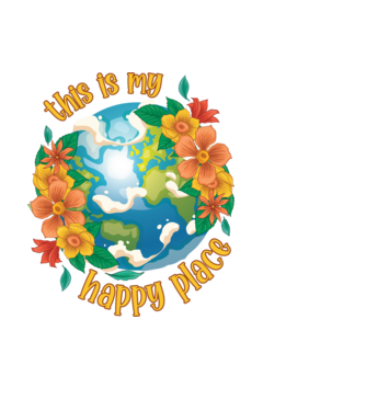 Happy Place model negru pe tricou