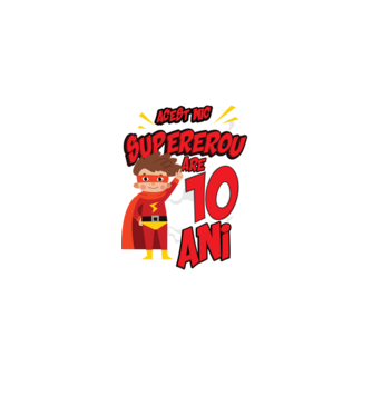 Acest mic supererou are 10 ani model negru pe tricou