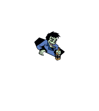 Drunk Zombie model alb pe tricou