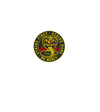 Strike first strike hard cobra kai model negru pe tricou