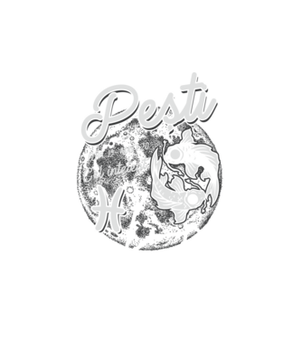 Zodiac bărbat PEȘTI retro model alb pe tricou