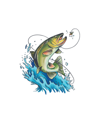 Fish model alb pe tricou