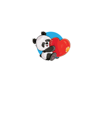 Dragoste panda model alb pe tricou