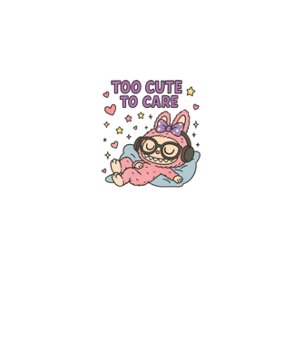Too cute to care model negru pe tricou