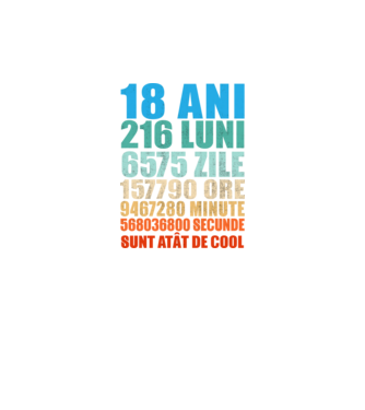De 18 ani - luni - zile - ore - minute - secunde - sunt atât de cool model negru pe tricou