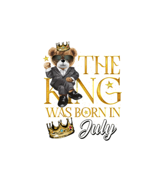 The king was born int JULY model alb pe tricou