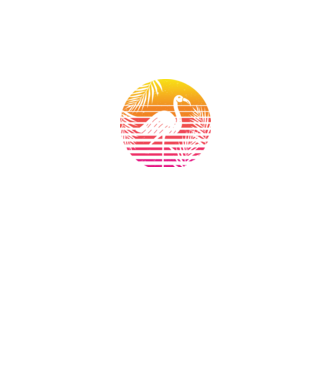 Retro flamingo sunset model negru pe tricou