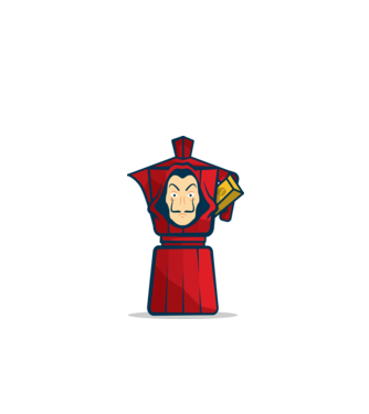 money heist coffee model alb pe tricou