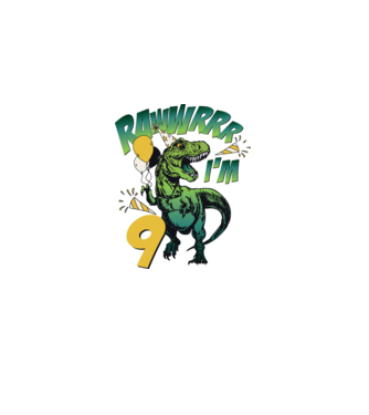 'Birthday Dinosaur rawww i''m 9' model alb pe tricou