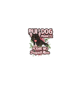 bulldog francez - picioare mici dragoste mare model alb/roșu pe tricou