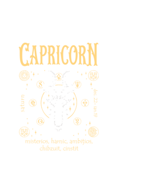 Zodiac bărbat CAPRICORN golden model alb pe tricou