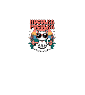 Huculka Puculka pisică 1 model alb pe tricou