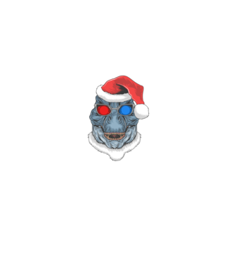 Santasaurus Rex model albastru închis pe tricou