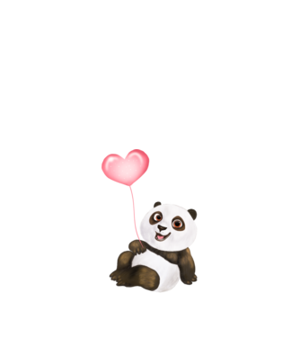 Cute panda with heart model alb pe tricou