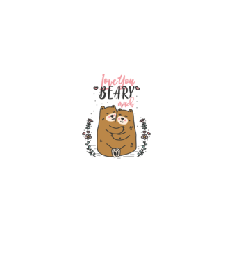 LoveU BEARY much model alb pe tricou