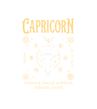 Zodiac femeie CAPRICORN golden model alb pe tricou