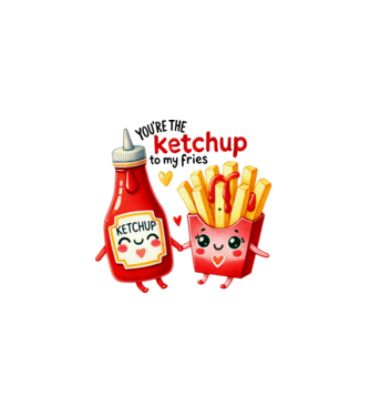 Ketchup to my Fries model alb pe tricou
