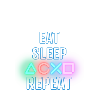 Eat sleep PS model alb pe tricou
