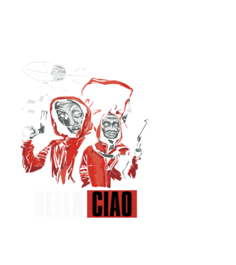 bella ciao money heist model alb pe tricou