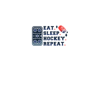 Eat Sleep Hockey Repeat model alb pe tricou