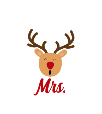 Mrs Reindeer christmas couple model alb pe tricou