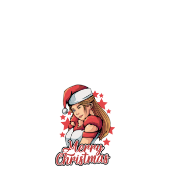 Merry christmas santa girl model negru pe tricou