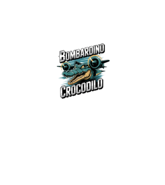 Bombardino Crocodilo 2 model negru pe tricou