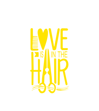 Love is in the hair model alb pe tricou