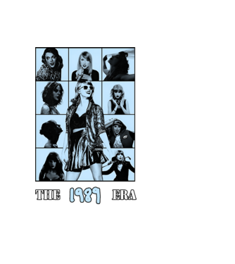 Taylor Swift ERAS blue model negru pe tricou